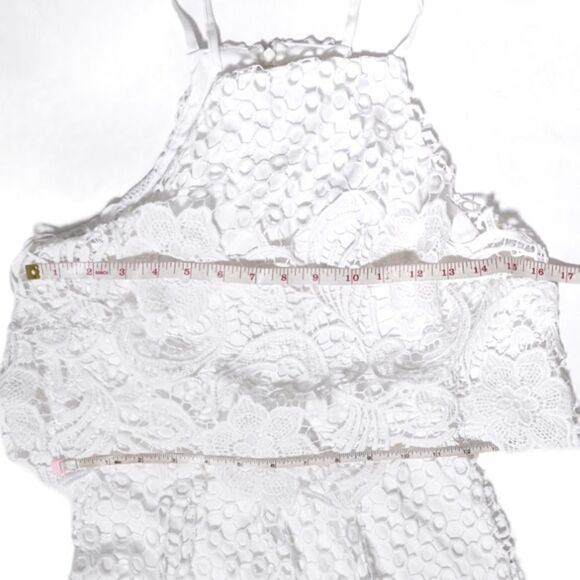 BB Dakota Bryn Lace Halter Mini Dress White Lined - Picture 9 of 10